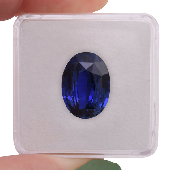 13.60 Carat Blue  Oval Sapphire GIA