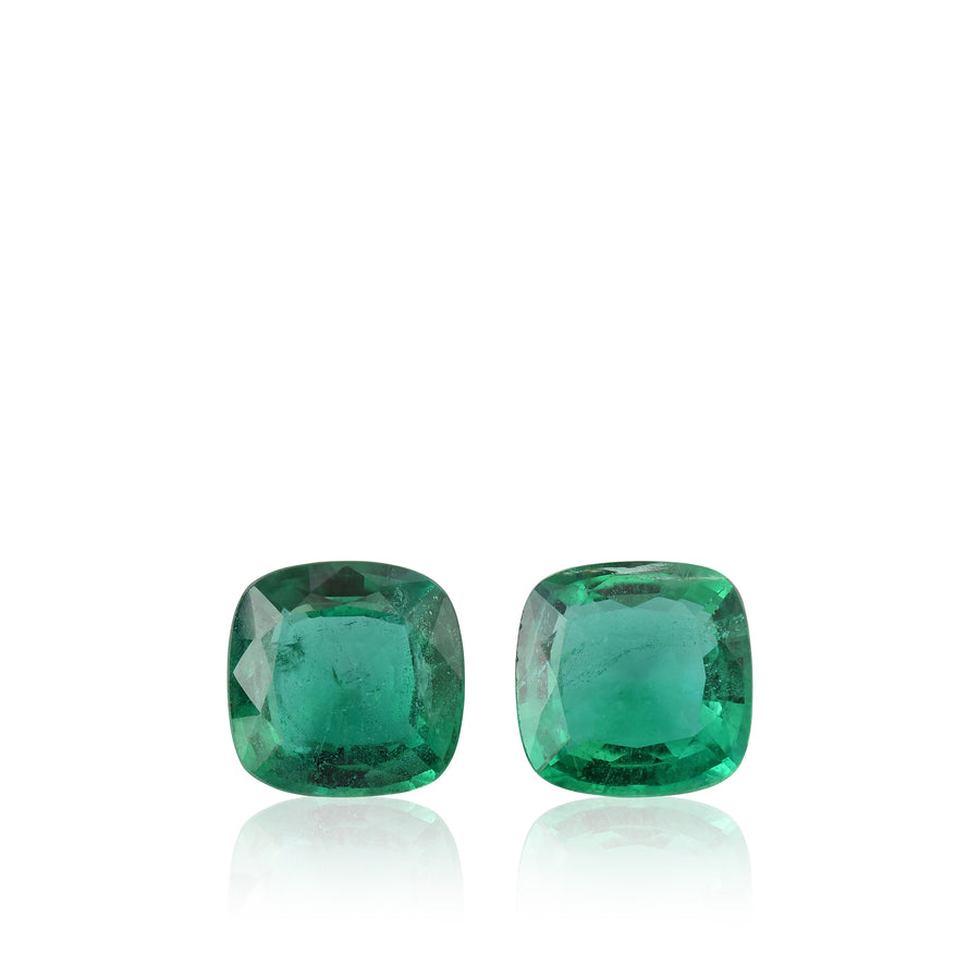 7.97 Carat Green Cushion Emeralds Pair