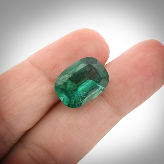 6.01 Carat Green ZAMBIAN Cushion Emerald GRS