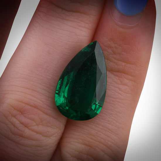 8.77 Carat Green ZAMBIAN Pear Emerald GRS