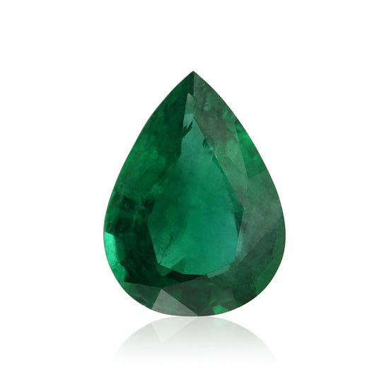 3.45 Carat Green ZAMBIA Pear Emerald GWLAB