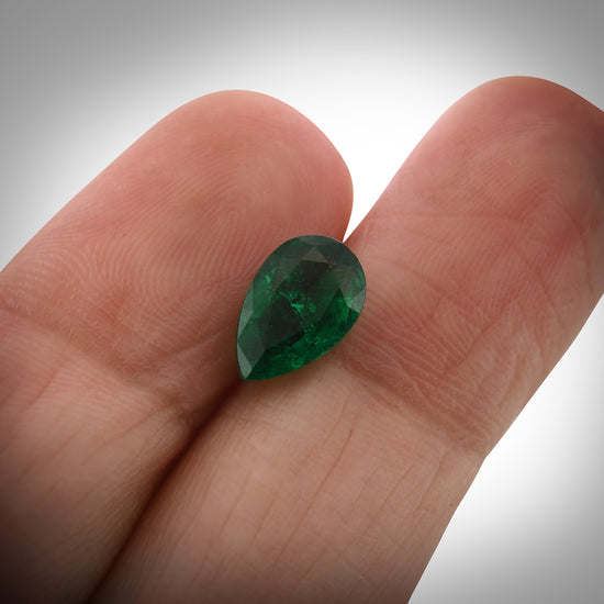 1.71 Carat Green ZAMBIAN Pear Emerald