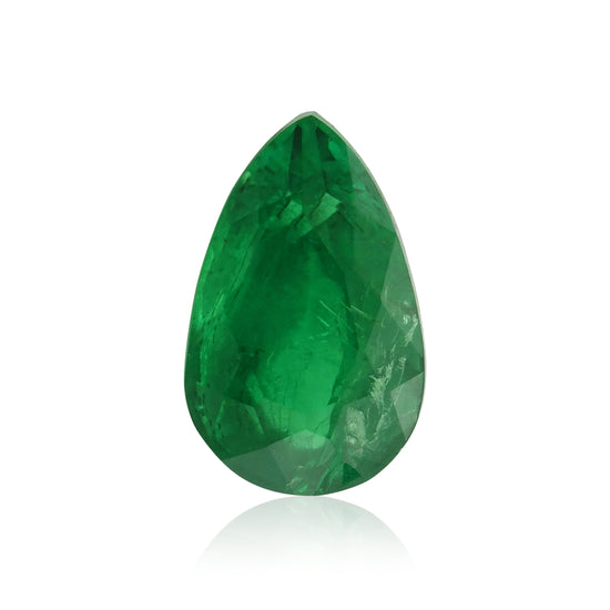 0,92 Karat grüner sambischer tropfenförmiger Smaragd