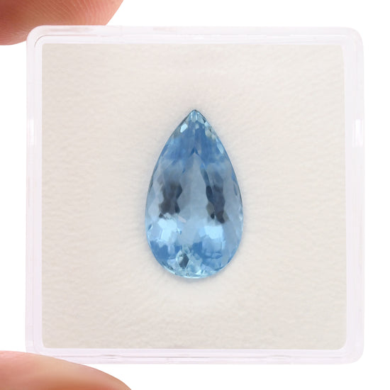 3.71 Carat Blue BRAZILLIAN Pear Aquamarine