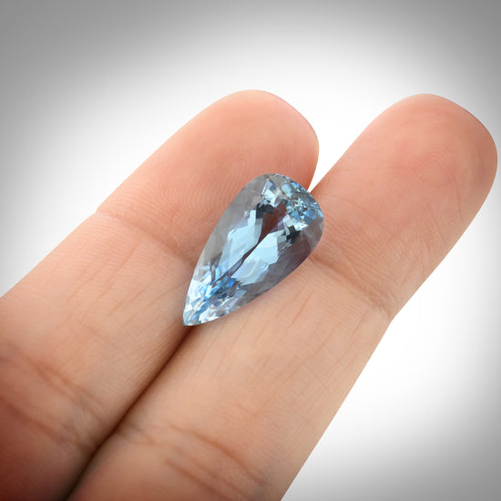 5.35 Carat Blue BRAZILLIAN Pear Aquamarine