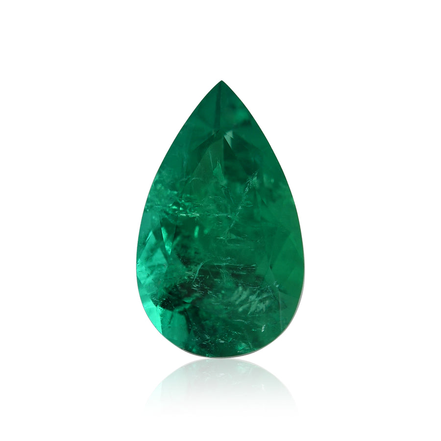 1.65 Carat Green COLOMBIAN Pear Emerald CD
