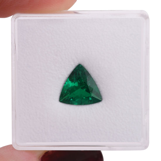 1.24 Carat Green COLOMBIAN Trilliant Emerald GRS and Muzo