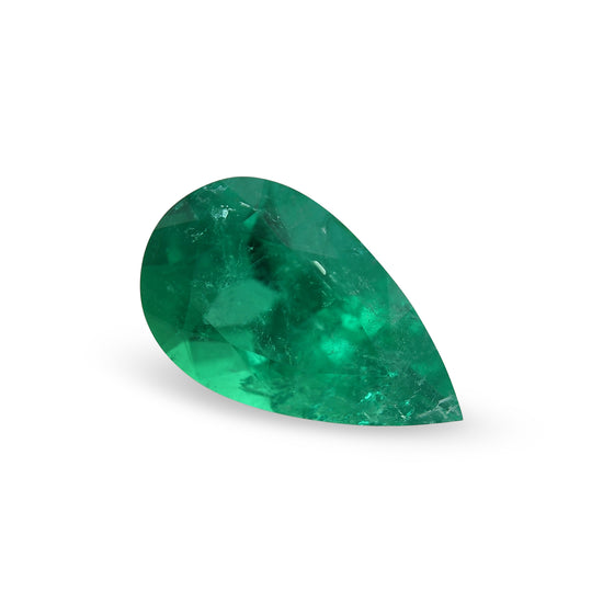 1.18 Carat Vivid Green COLOMBIAN Pear Emerald CD and Muzo
