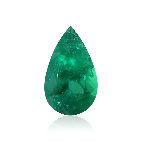 1.18 Carat Vivid Green COLOMBIAN Pear Emerald CD and Muzo