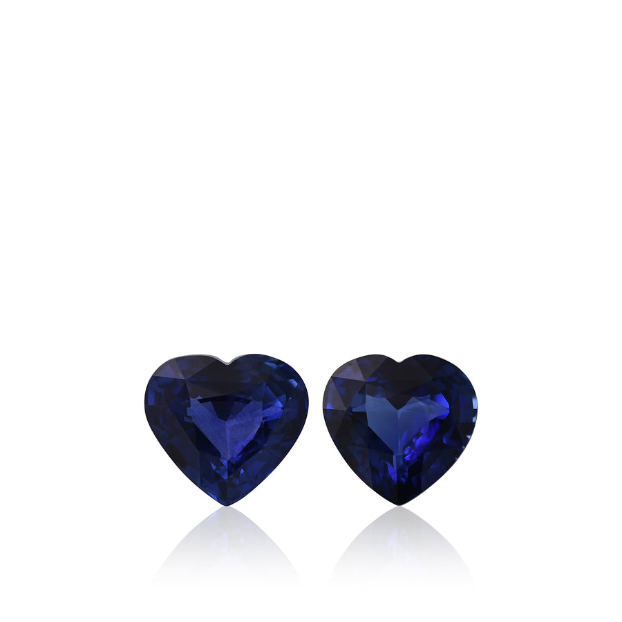 Coppia di zaffiri blu a forma di cuore dallo Sri Lanka, 6,16 carati, certificati CD