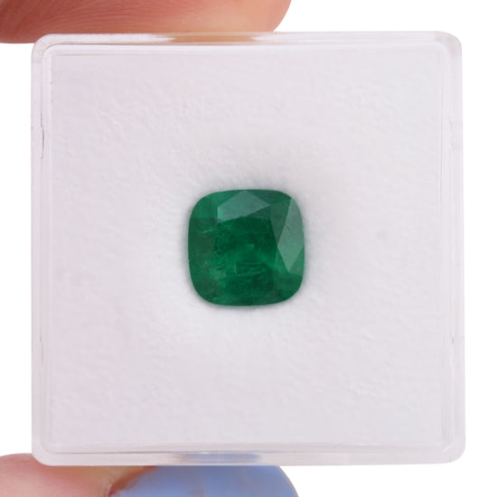 1.85 Carat Vivid Green COLOMBIAN Cushion Emerald CD and Muzo