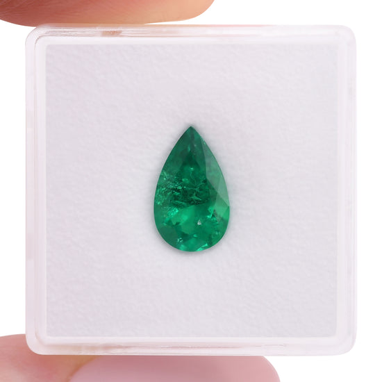 1.65 Carat Green COLOMBIAN Pear Emerald CD
