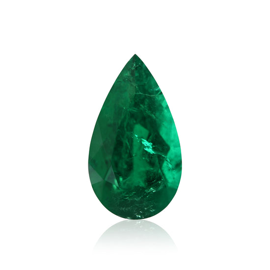 1.21 Carat Green COLOMBIA Pear Emerald MUZO & CD