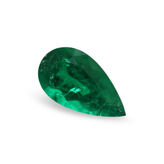 1.21 Carat Green COLOMBIA Pear Emerald MUZO & CD