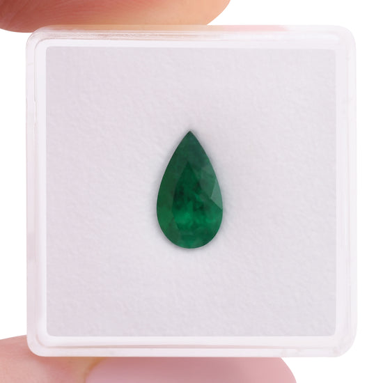 1.21 Carat Green COLOMBIA Pear Emerald MUZO & CD