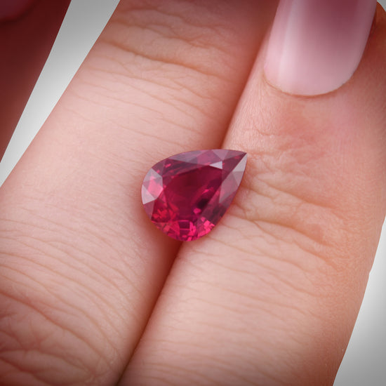 2.23 Carat Vivid Red MOZAMBIQUE Pear Ruby CD