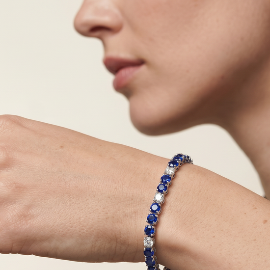 11.52Ct Diamond & Sapphire Tennis Bracelet