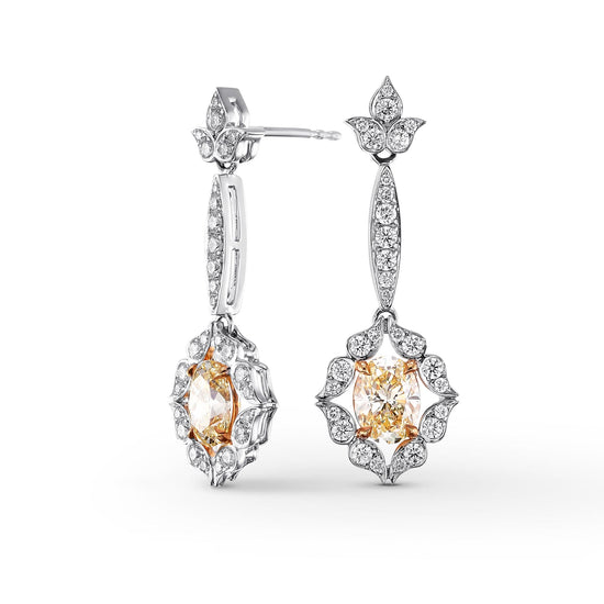 Fancy Light Yellow Oval Diamond Drop Earrings