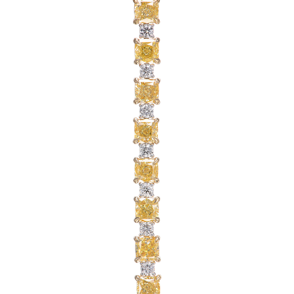 Fancy Yellow and White Cushion Diamond Bracelet