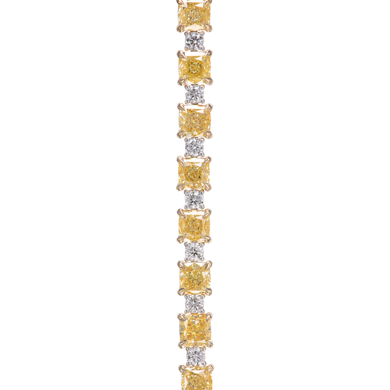 Fancy Yellow and White Cushion Diamond Bracelet