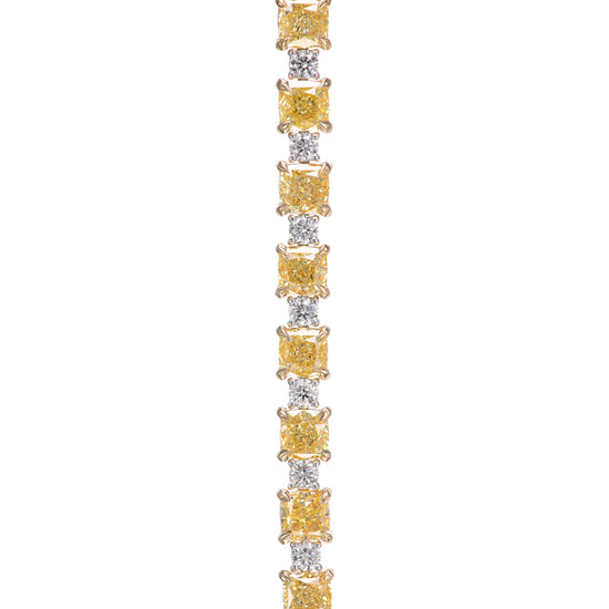 Fancy Yellow and White Cushion Diamond Bracelet