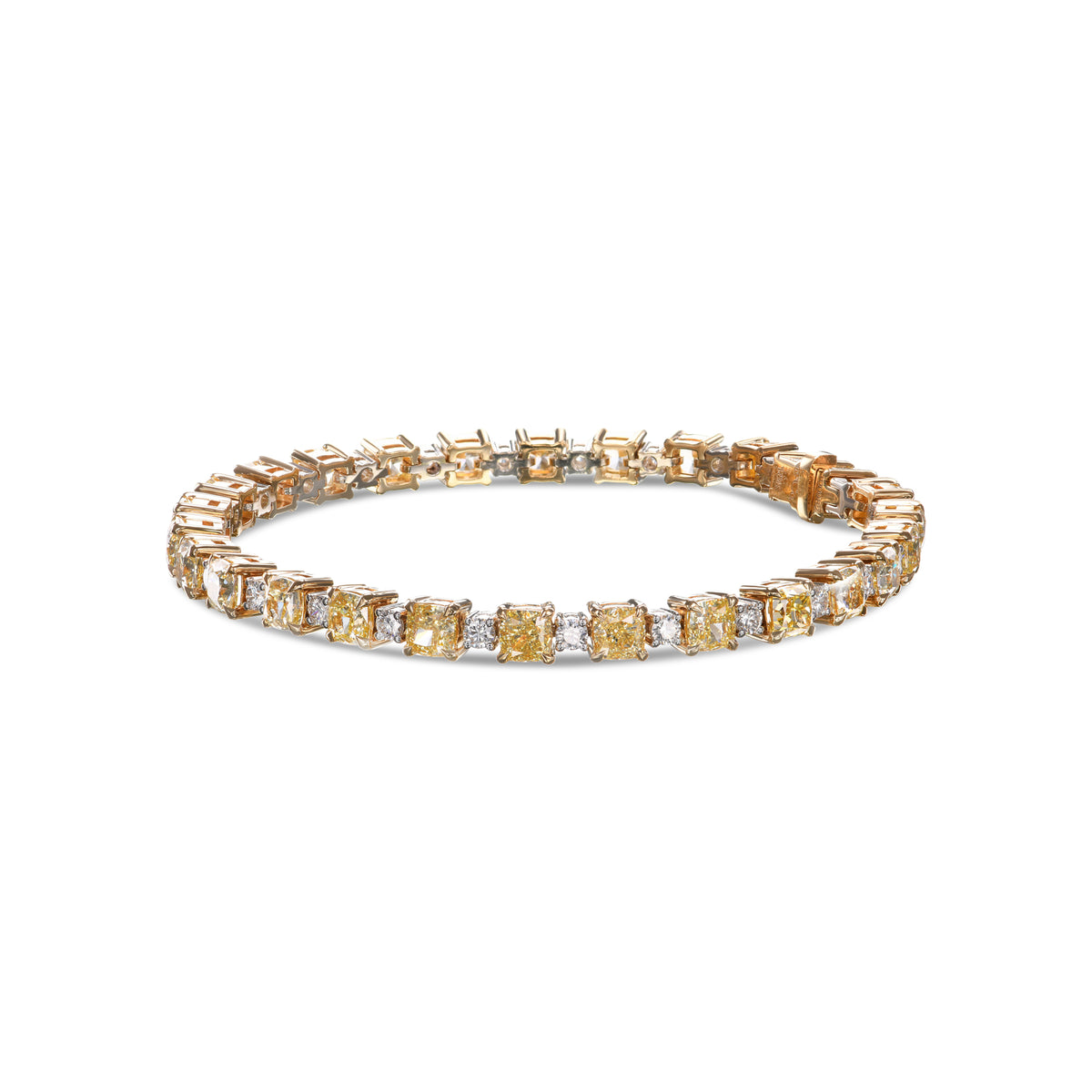 Fancy Yellow and White Cushion Diamond Bracelet