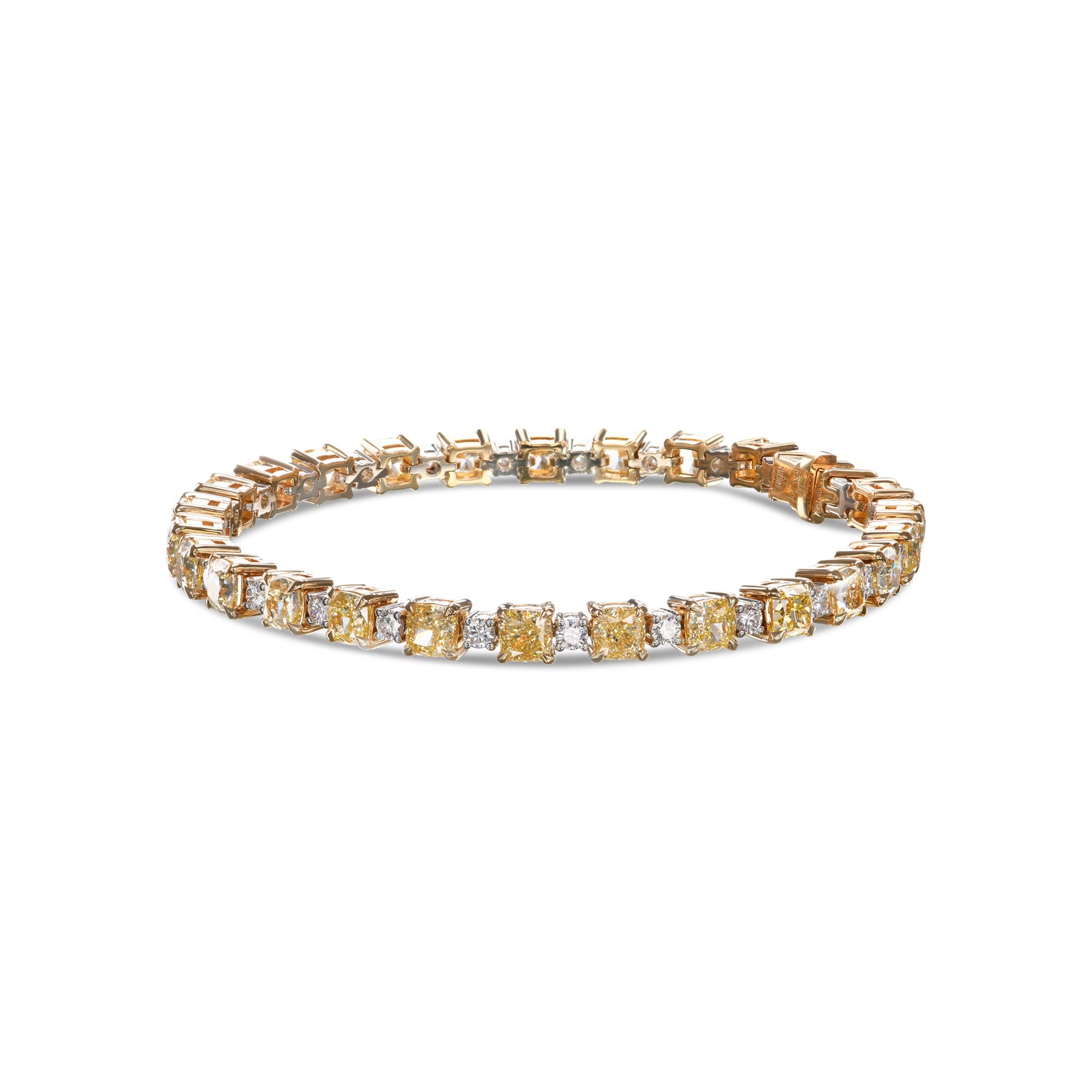 Fancy Yellow and White Cushion Diamond Bracelet
