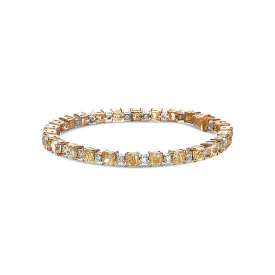 Fancy Yellow and White Cushion Diamond Bracelet