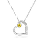 Fancy Vivid Yellow and White Pave Diamond Heart Pendant