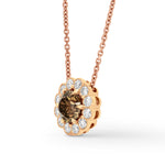 Champagne Round Brilliant Flower Halo Pendant