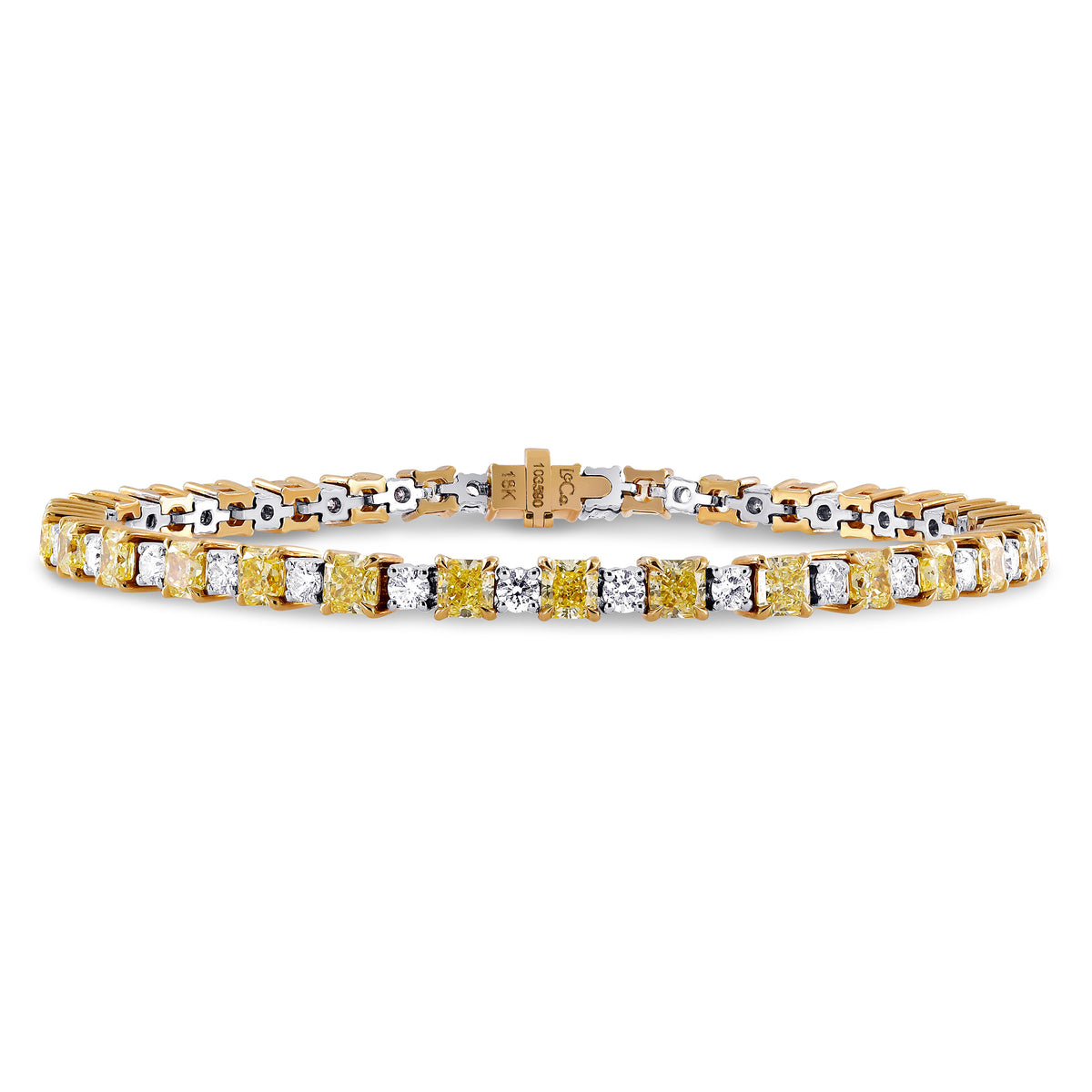 Fancy Yellow Radiant and White Diamond Bracelet