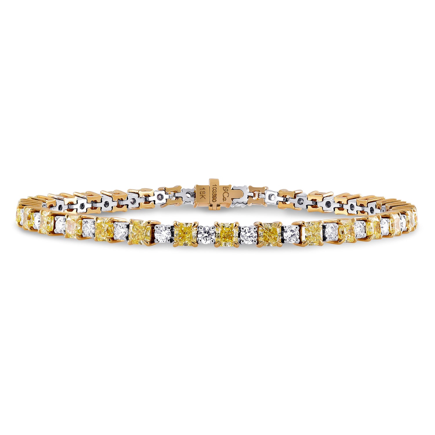Fancy Yellow Radiant and White Diamond Bracelet