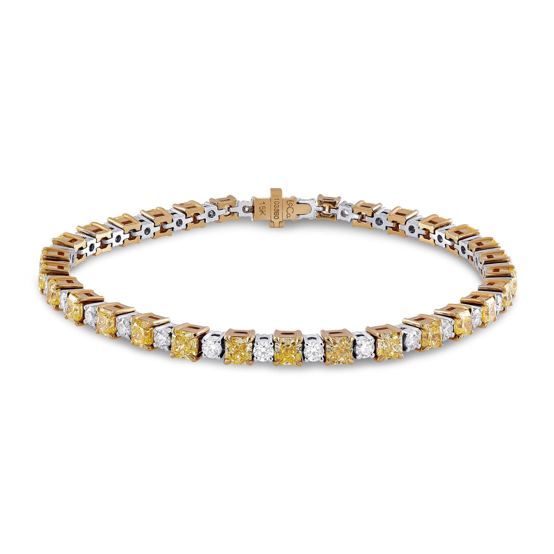 Fancy Yellow Radiant and White Diamond Bracelet