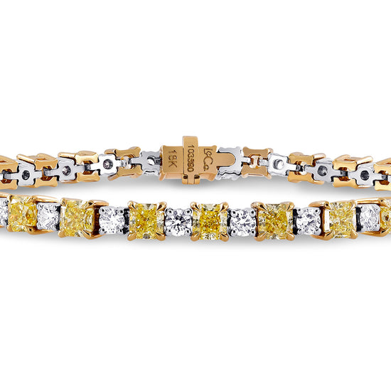 Fancy Yellow Radiant and White Diamond Bracelet