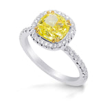 Fancy Intense Yellow Cushion Diamond Halo Ring