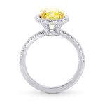 Fancy Intense Yellow Cushion Diamond Halo Ring