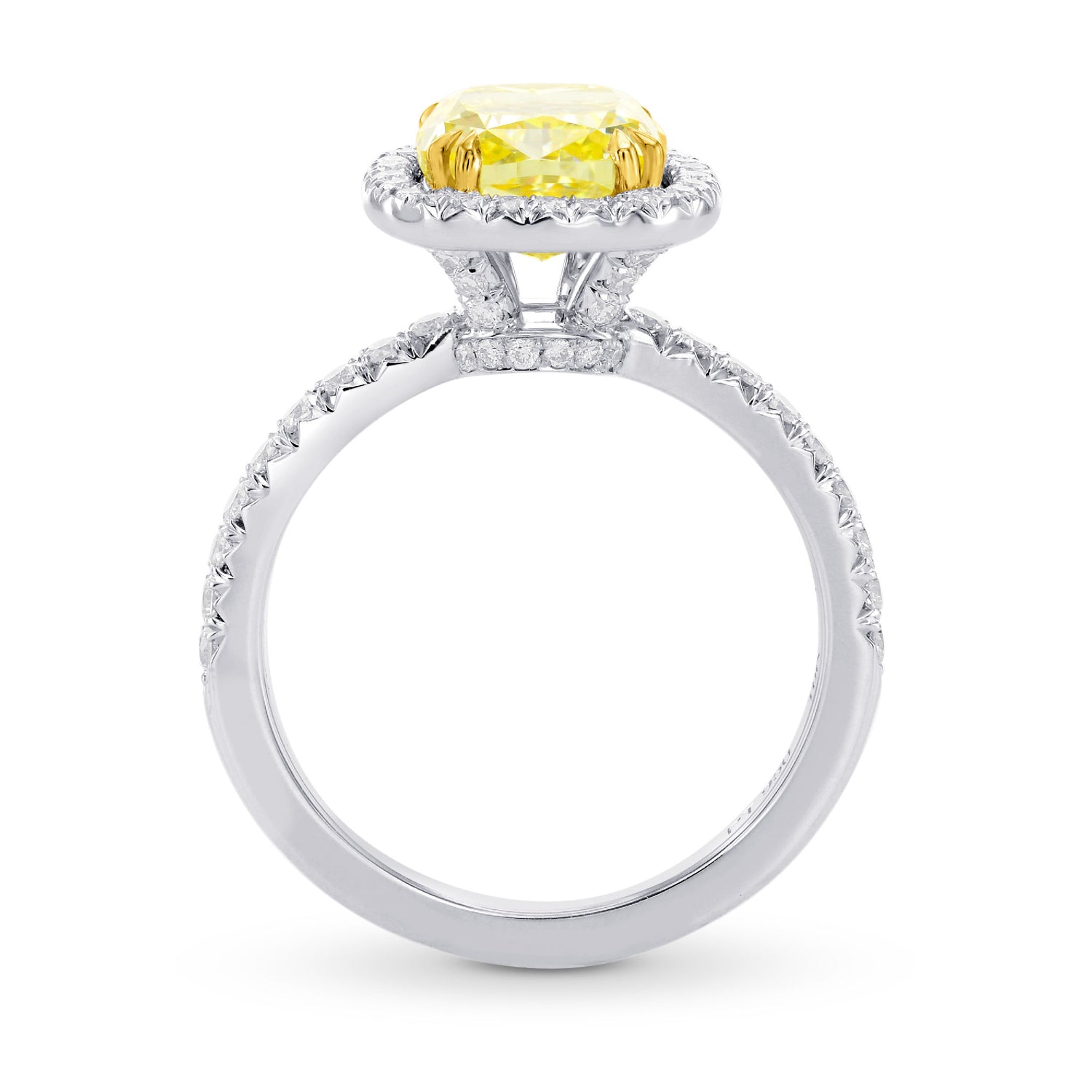 Fancy Intense Yellow Cushion Diamond Halo Ring