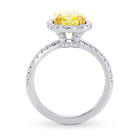 Fancy Intense Yellow Cushion Diamond Halo Ring