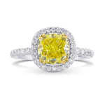 Fancy Intense Yellow Cushion Diamond Halo Ring