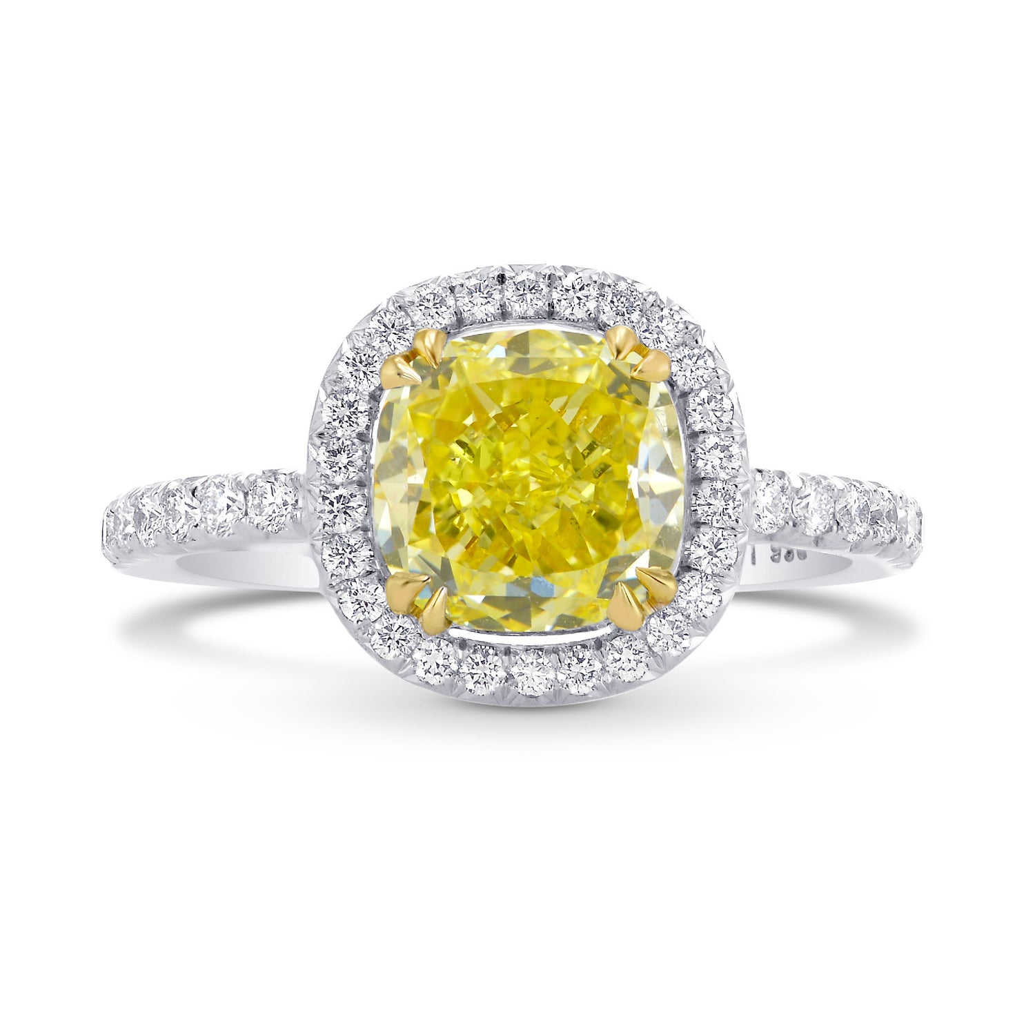 Fancy Intense Yellow Cushion Diamond Halo Ring