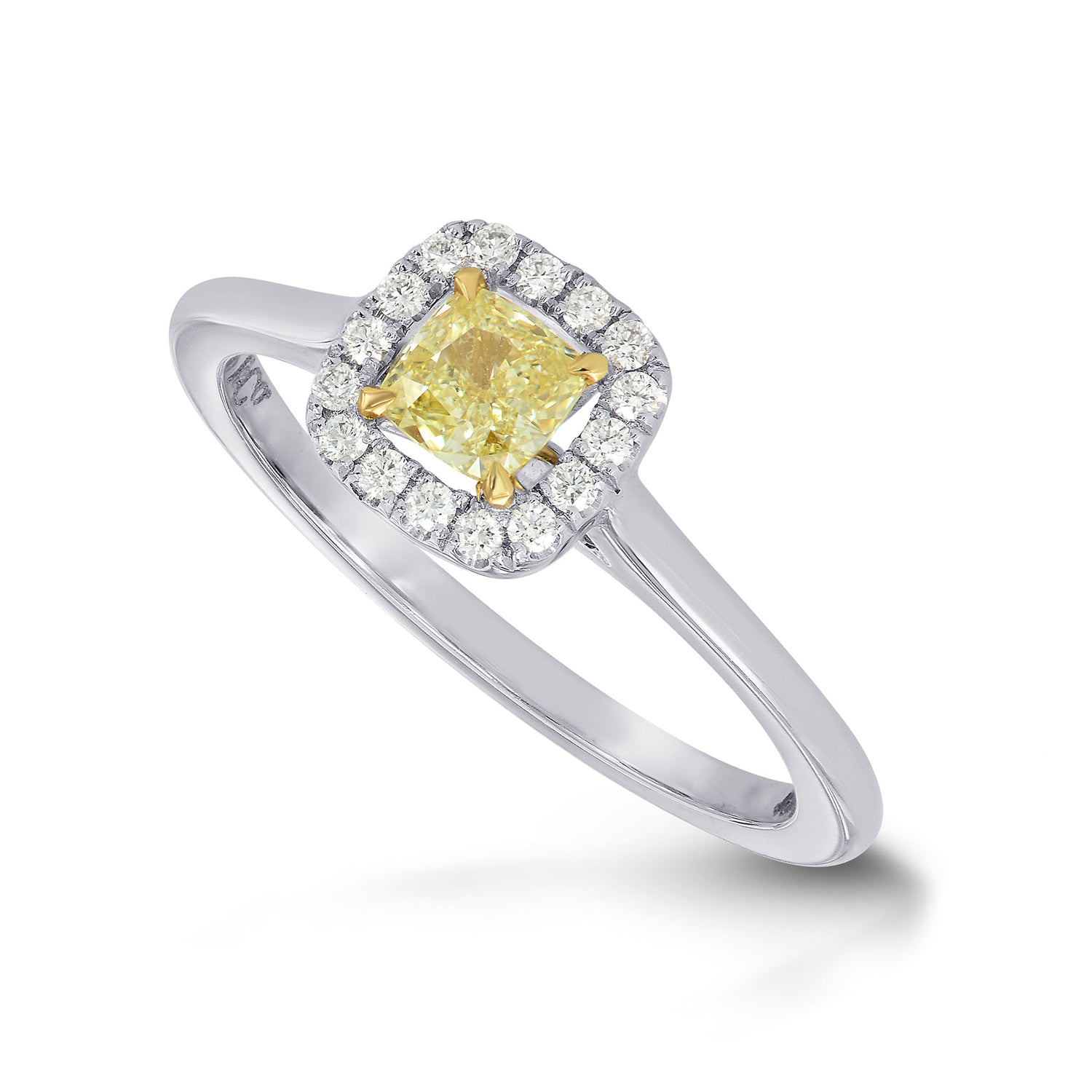 Fancy Yellow Cushion Diamond Halo Ring
