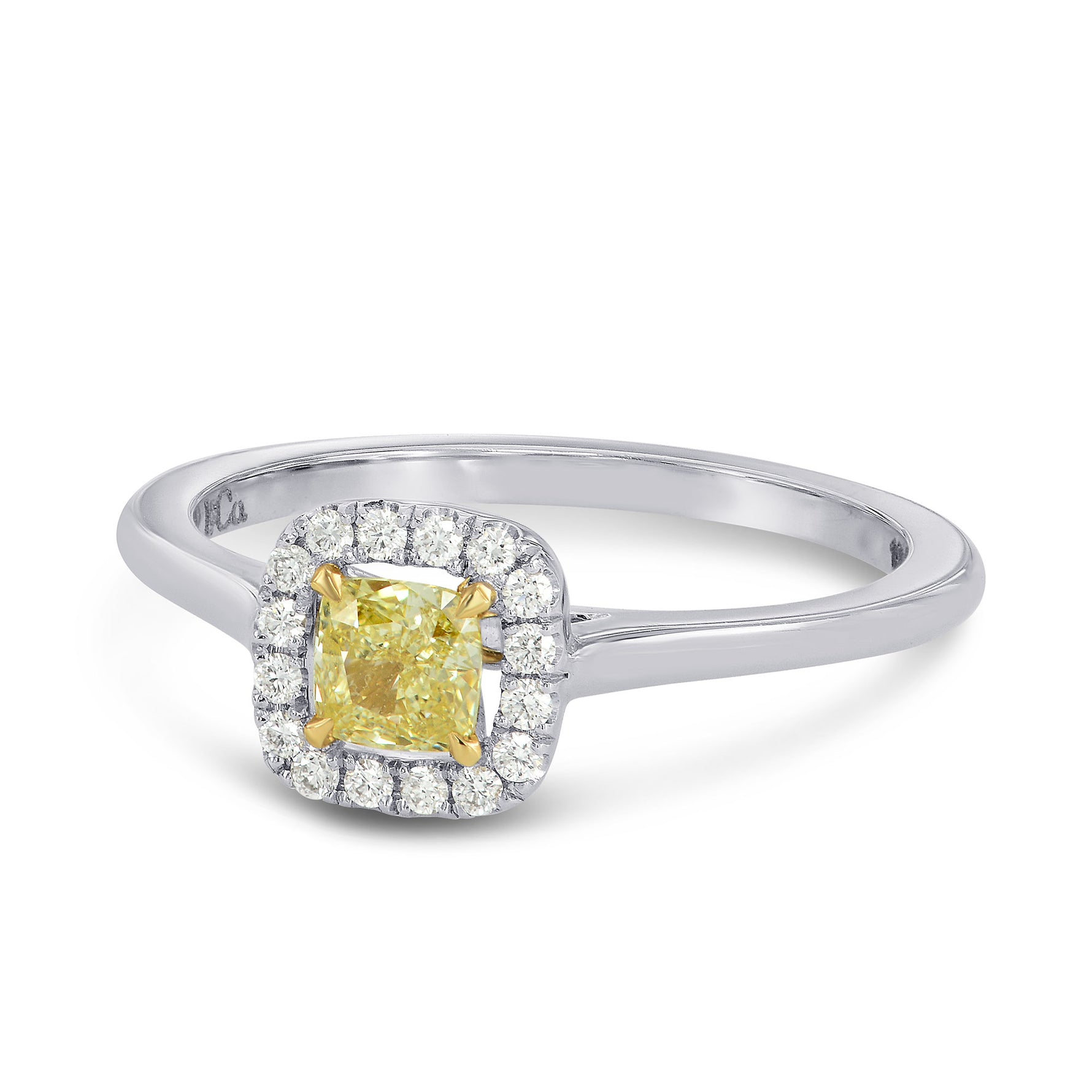 Fancy Yellow Cushion Diamond Halo Ring