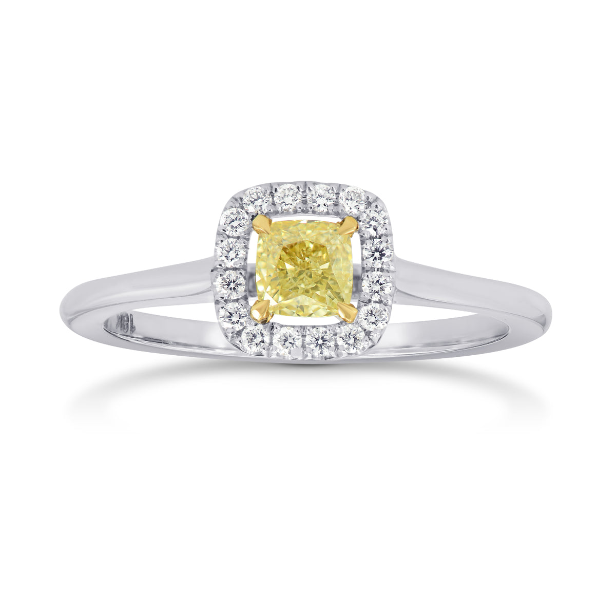 Fancy Yellow Cushion Diamond Halo Ring