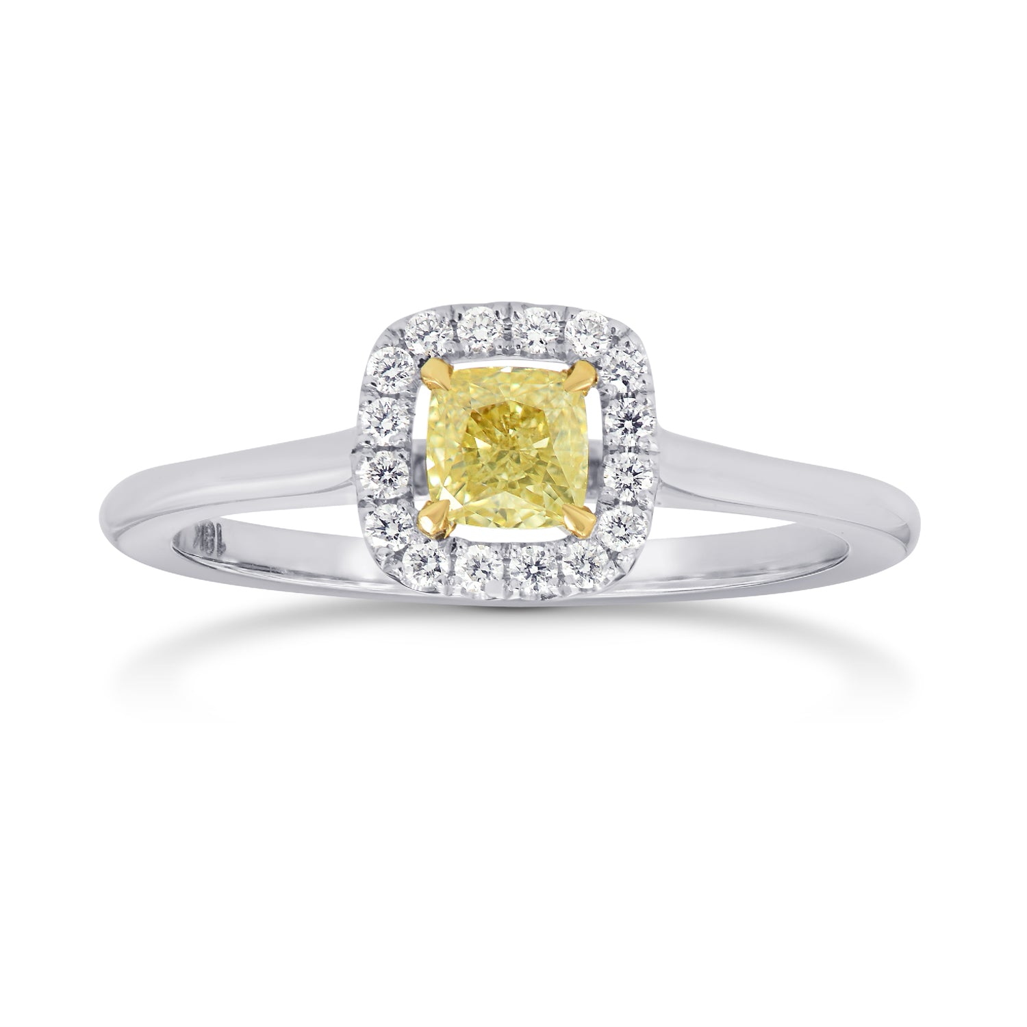 Fancy Yellow Cushion Diamond Halo Ring