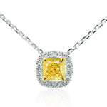Fancy Intense Yellow Cushion Diamond Halo Pendant