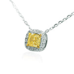 Fancy Intense Yellow Cushion Diamond Halo Pendant
