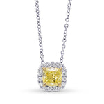 Fancy Yellow Cushion Diamond Halo Pendant