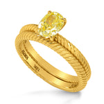 Fancy Intense Yellow Oval Engagement Wedding Ring Set