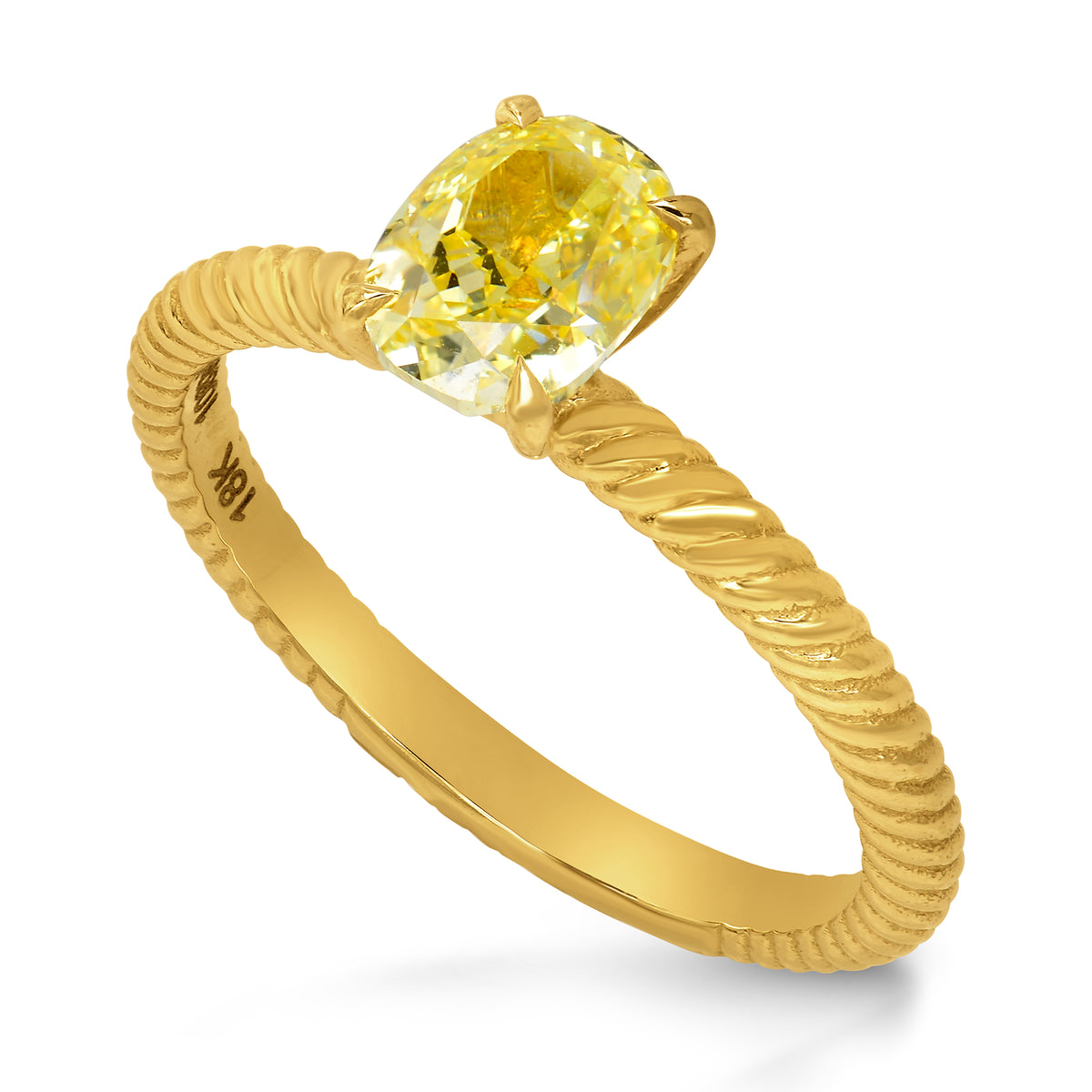 Fancy Intense Yellow Oval Engagement Wedding Ring Set