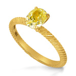 Fancy Intense Yellow Oval Engagement Wedding Ring Set